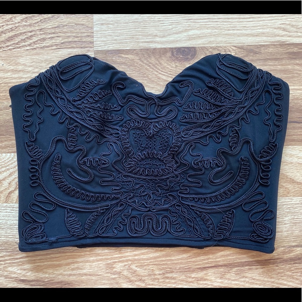 Dressy H&M black Embroidered Bustier Crop Top 6